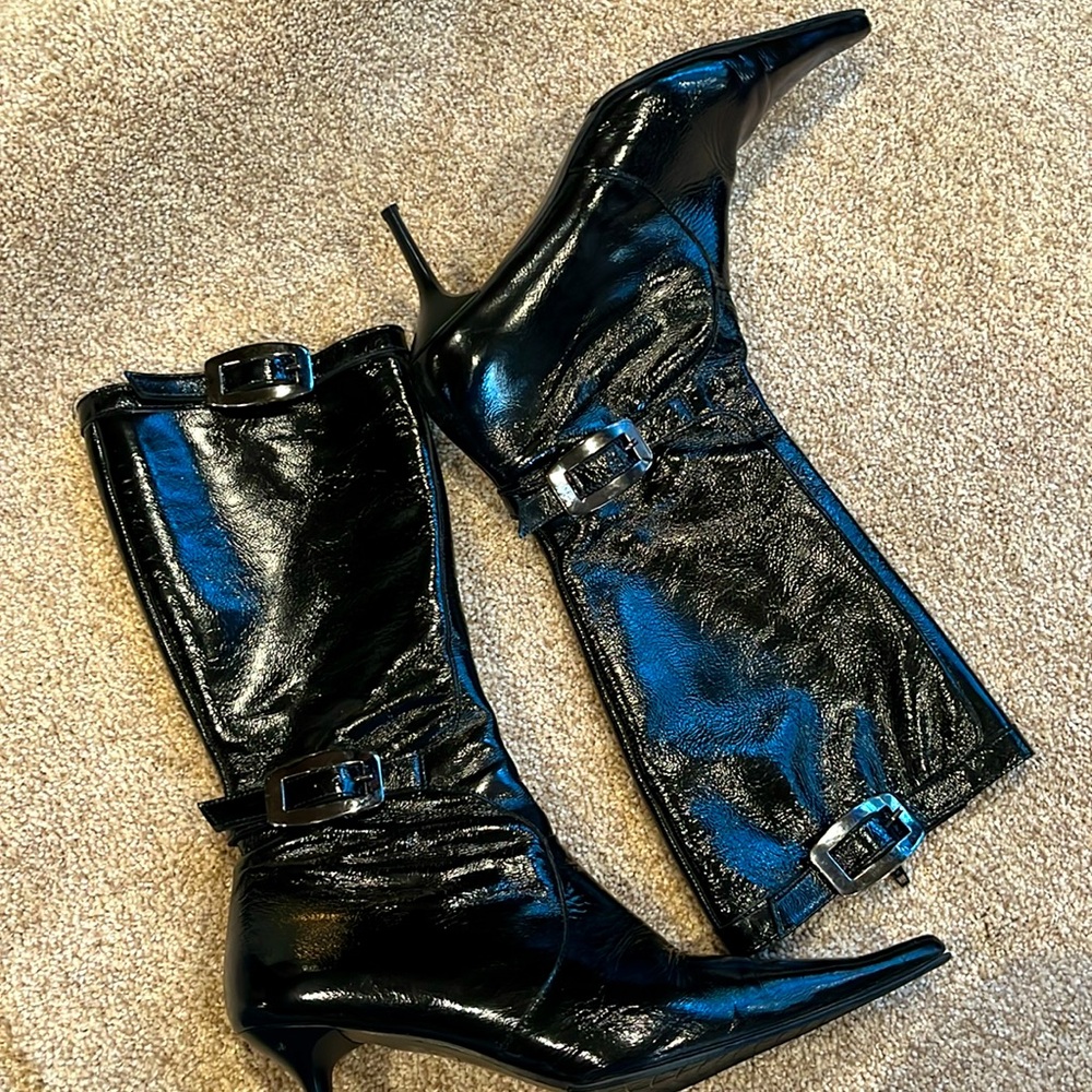 Marco Moreo Patent Genuine Leather High Heel Pointy Boots from Italy AMAZING 9.5